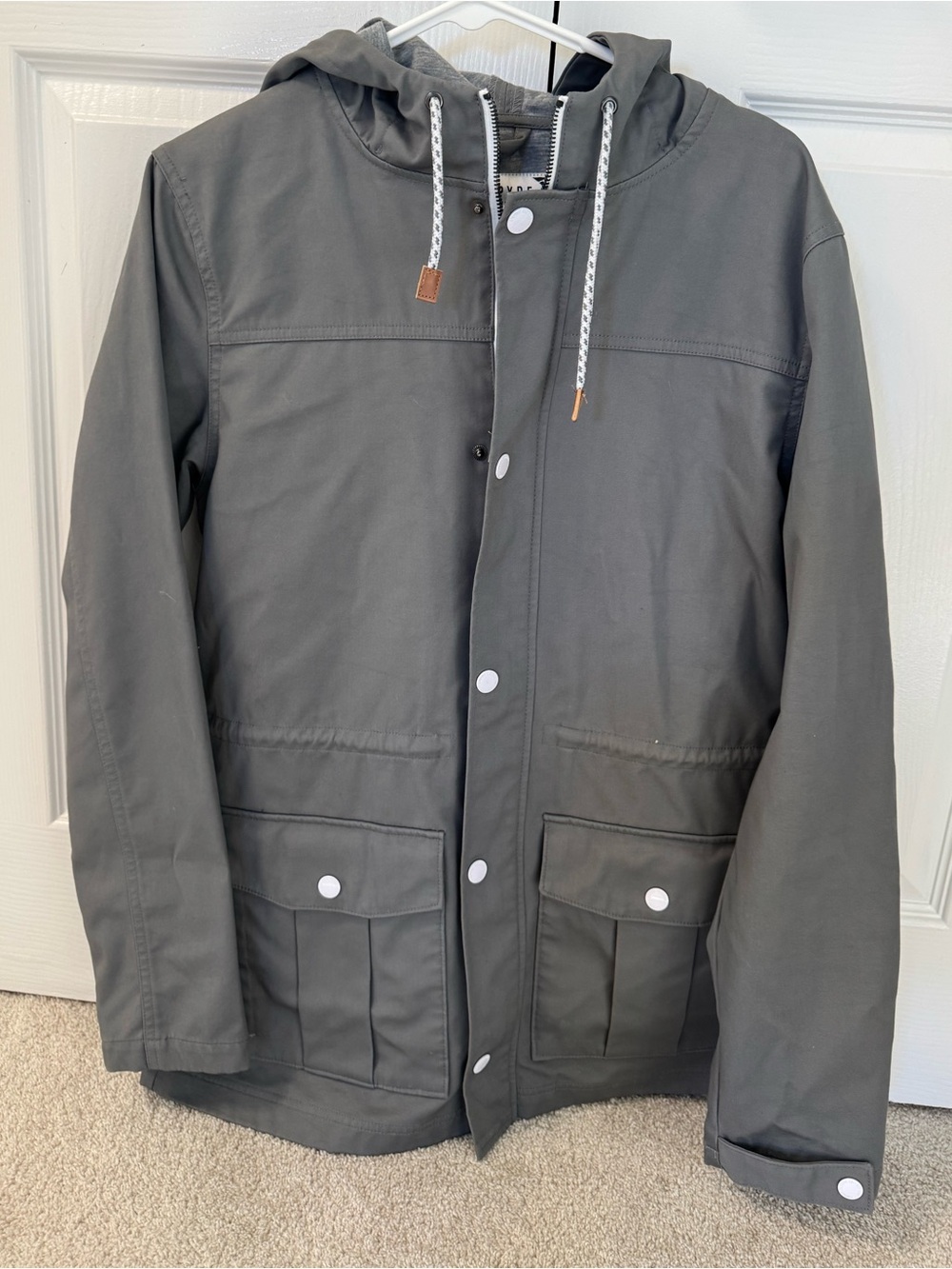 Empyre Hooded Jacket | Men’s Medium Gray Utility Rain Jacket Full Zip
